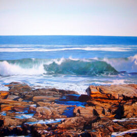 Beavertail State Park Painting, 24″ x 24″, Acrylic on Canvas, 2010, by Artist Charles C. Clear III