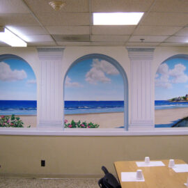 Columns and Arches Wall Mural painted at Bradley Hospital in East Providence, RI, by Charles C. Clear III and Bonnie Lee Turner