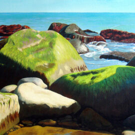 Emerald Bay Narragansett Painting, 13″ x 18 “, Acrylic on Canvas, 2013, by Artist Charles C. Clear III