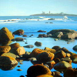 Golden Shore of Rhode Island Seascape Painting by Rhode Island Artist Charles C. Clear III