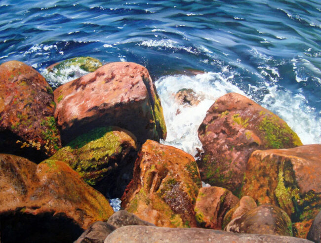 Point Judith Seascape Study, 18″ x 24″, Oil on Canvas, 2011, by Artist Charles C. Clear III