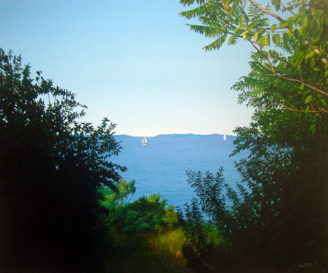 Taylor Point in Jamestown Rhode Island Seascape Painting, 20″ x 24″, Oil on Canvas, 2015, by Artist Charles C. Clear III