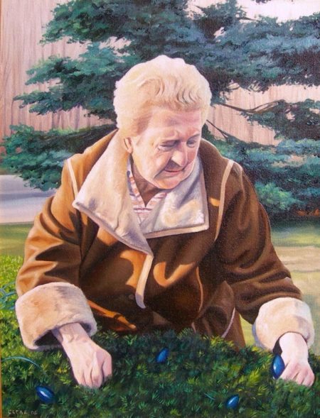Elderly Woman Oil Painting, 12 ” x 16″, Oil on Canvas, 2006, by Artist Charles C. Clear III