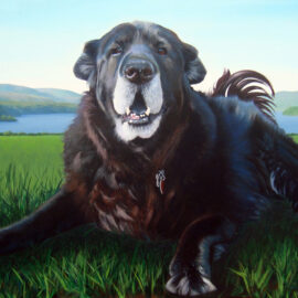 Black Labrador Retriever Portrait Painting by Artist Charles C. Clear III