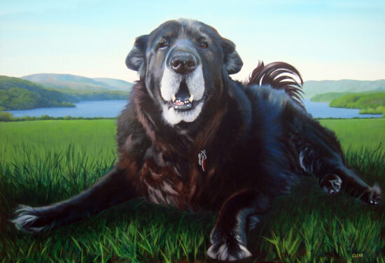 Black Labrador Retriever Portrait Painting by Artist Charles C. Clear III