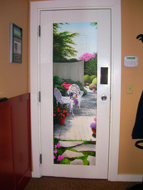 Trompe l'oeil Door Mural painted in a Dentist's office by Charles C. Clear III