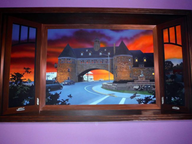 Narragansett Towers Mural, 7’6″ x 4′, 2015, Private Residence, Narragansett, Rhode Island by Artists Charles C. Clear III and Bonnie Lee Turner