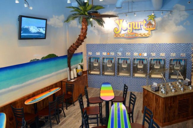 Yogurt Beach Caribbean Mural, 2015, Yogurt Beach Yogurt Shop in Hopkinton, Massachusetts, by Artist Charles C. Clear III of Ocean State Art