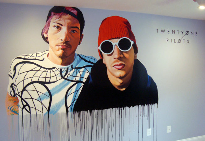 Twenty One Pilots Bedroom Mural, 7′ x 5′, 2017, by Artist Charles C. Clear III