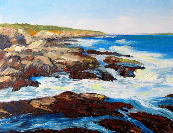 Rocky Coast Plein Air Painting by Artist Charles C. Clear III