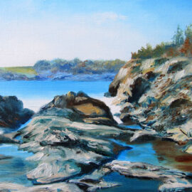 Fort Wetherill Seaside Rocks Plein Air Painting by Artist Charles C. Clear III