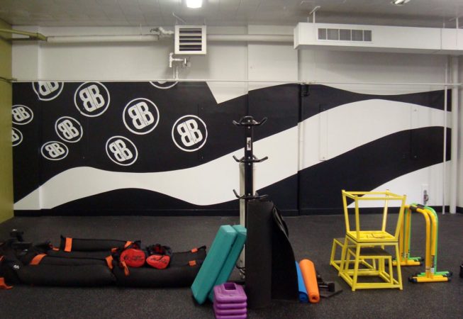 Bileau Built Fitness Gym Flag Mural by Charles C. Clear III and Bonnie Lee Turner