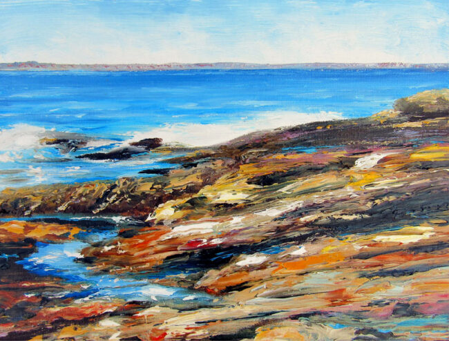 Rainbow Rock Seascape Painting by Artist Charles C. Clear III