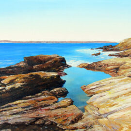 Tidal Pool at Beavertail State Park Painting by Charles C. Clear III