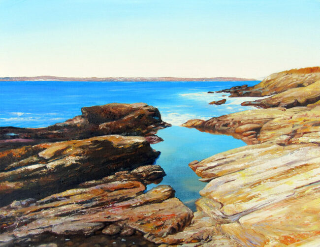 Tidal Pool at Beavertail State Park Painting by Charles C. Clear III