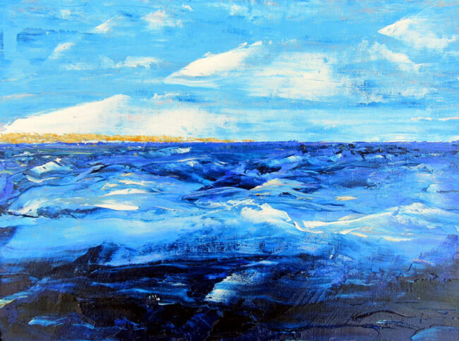 Ocean Blue Sea Study: Plein Air Painting by Artist Charles C. Clear III