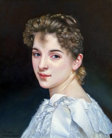 Portrait of Gabrielle Cot painted for 'Fakes and Forgeries' Art Exhibit at Spring Bull Gallery in Newport, Rhode Island by Charles C. Clear III won the People's Choice Award