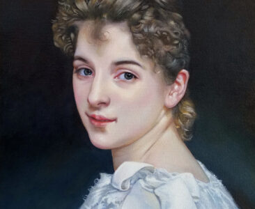 Gabrielle Cot Portrait painted for Fakes and Forgeries Art Exhibit at Spring Bull Gallery in Newport, RI by Charles C. Clear III
