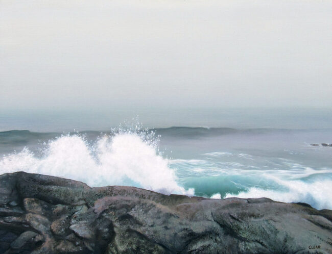 Breaking Waves in the Fog Oil Painting by Artist Charles C. Clear III