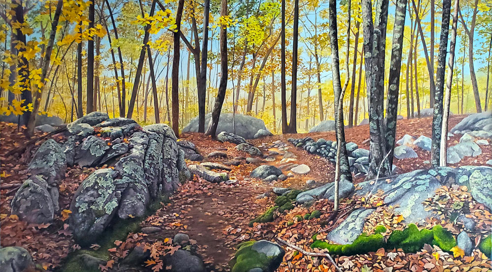 Commissioned oil painting of Wolf Hill Forest preserve in Smithfield Rhode Island by Artist Charles C. Clear III