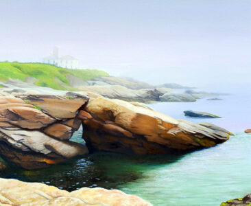 Beavertail Light Oil Painting by Artist Charles C. Clear III