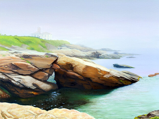 Beavertail Light Oil Painting by Artist Charles C. Clear III