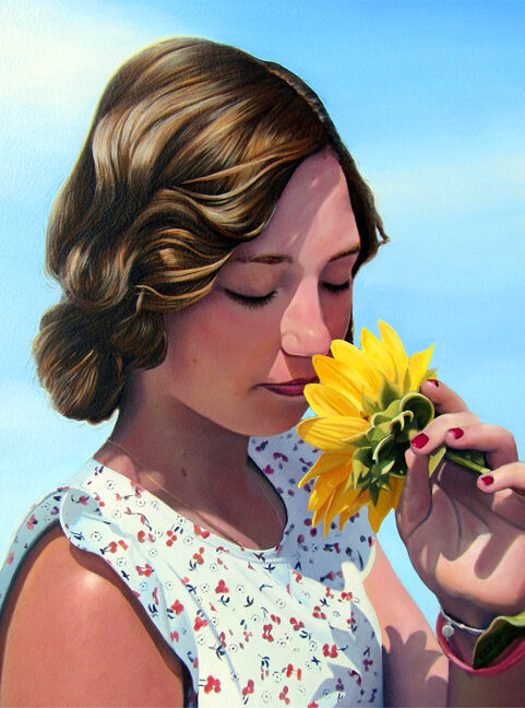 Flower Child Memorial Portrait painted in Oil on Panel by Charles C. Clear III
